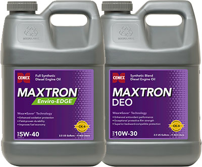Cenex Maxtron Enviro-Edge and Maxtron DEO product jugs